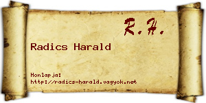 Radics Harald névjegykártya